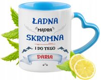 Dla Darii Kubek Błękitny Z Uszkiem W Kształcie Serca Na Prezent Z Nadrukiem