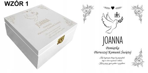 Prezent pudełko komunia białe grawer pamiątka imię Pamiątka Komunijna na Arena.pl