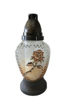 Znicz szron pomarańczowy z złotą różą 25 cm