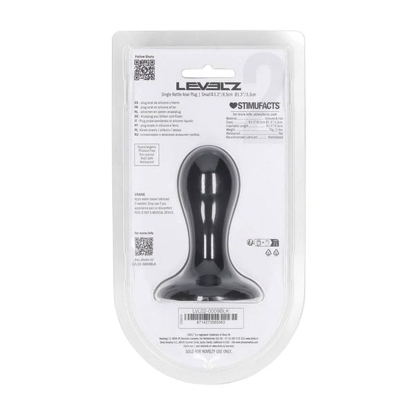 Single Rattle Liquid Silicone Anal Plug - S - Black zdjęcie 3