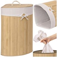 Kosz na pranie, na bieliznę bambusowy narożny 60l