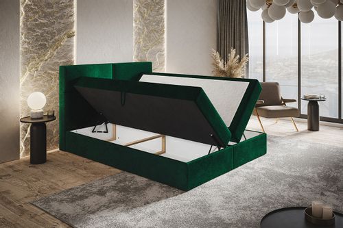 Kontynentalne łóżko tapicerowane Box III 140x200 pojemnik na posciel na Arena.pl