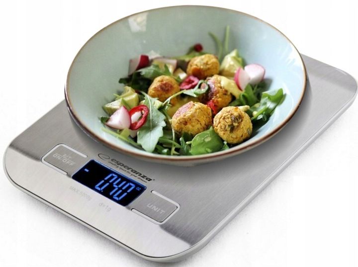 WAGA KUCHENNA ELEKTRONICZNA PŁASKA LCD SREBRNA ESPERANZA zdjęcie 1