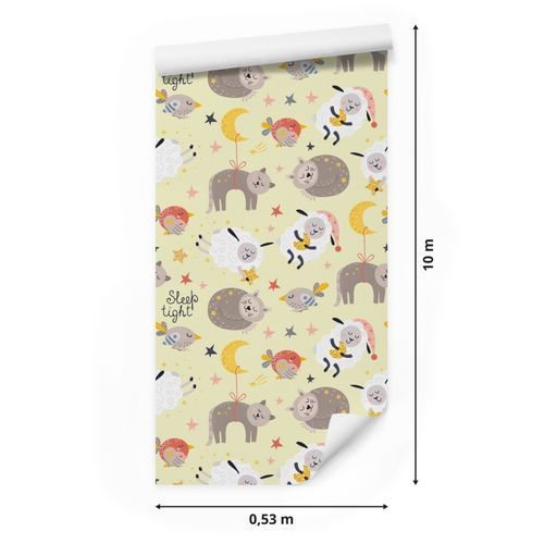 Tapeta Ozdobna Dla Dzieci Śpiące ZWIERZĄTKA Owce na Arena.pl