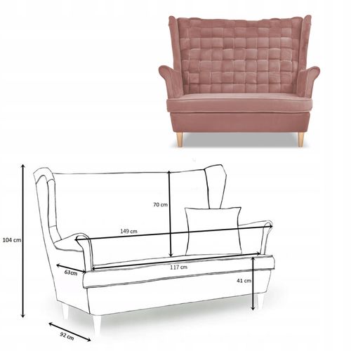 Zestaw wypoczynkowy Carol sofa fotele pufy paski Family Meble różowy na Arena.pl