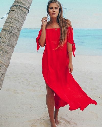 DŁUGA TUNIKA PLAŻOWA ZWIEWNA SUKIENKA MAXI KOLORY na Arena.pl