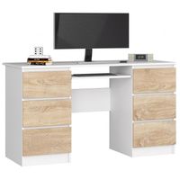 Biurko komputerowe, szuflady, CORE, 135x50x77 cm, biel | TYLETEGOTU