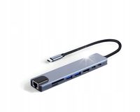 Hub Adapter 8w1 Przejściówka 2x USB-C Thunderbolt 3 2xUSB HDMI SD RJ45