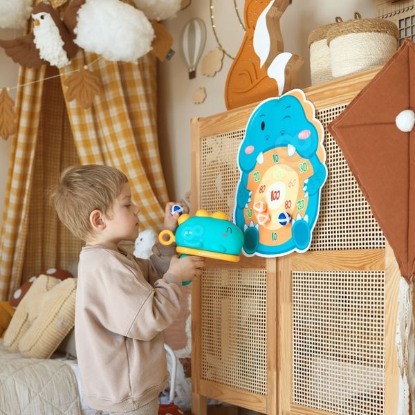 WOOPIE Gra w Rzutki Dart Pistolet Dinozaur na Kulki Rzepy Tarcza Punkty Strzelanie zdjęcie 6