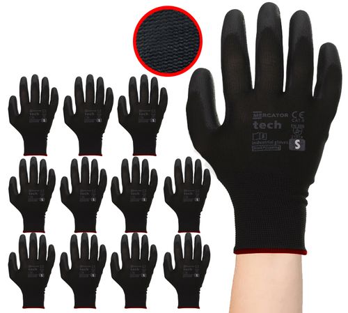 rękawice robocze mercator tech black+black pu - s - 12 par na Arena.pl