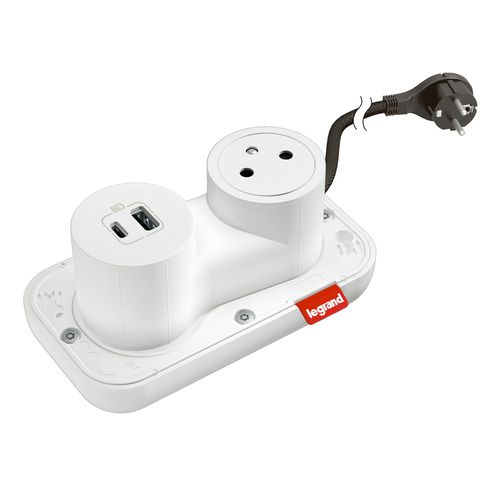 INCARA: ELECTR'ON podstawa 1x2P+Z/USB A+C z przewodem 2,5m - BIAŁY Legrand 654902 na Arena.pl