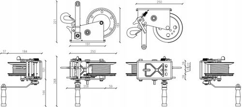 WYCIĄGARKA RĘCZNA KORBOWA PASOWA 1588kg WCIĄGARKA lebiodka przenośna DRAGON na Arena.pl