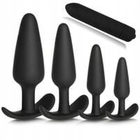 KORKI ANALNE ZESTAW 4 SZTUK + WIBRATOR ANAL MASAŻ MEGA MIX DLA WYMAGAJĄCYCH