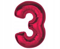#Bfc39 Balon Foliowy Smart, Cyfra 3, Czerwona, 92