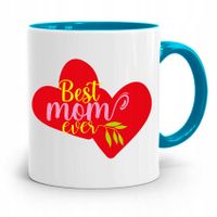 Kubek Błękitny Dla Mamy Best Mom Ever Prezent Z Nadrukiem Ze Zdjęciem