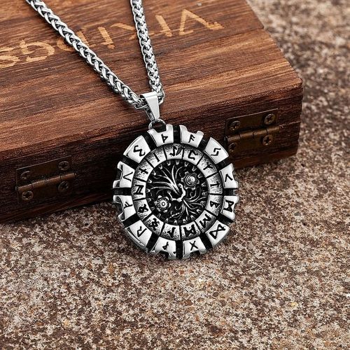 Okrągła Zawieszka Wikingów Runy Nordyckie Stal Chirurgiczna na Arena.pl