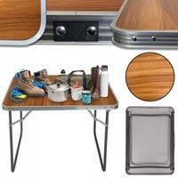 STÓŁ KEMPINGOWY SKŁADANY TURYSTYCZNY ALUMINIOWY STOLIK SC1000 DREWNO