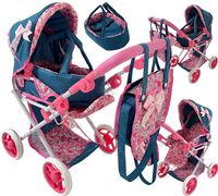 WÓZEK DLA LALEK GŁĘBOKI SPACERÓWKA GONDOLA 3w1 MarioToys TORBA POŚCIEL