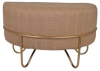 Puf półokrągły lniany na złotym stelażu