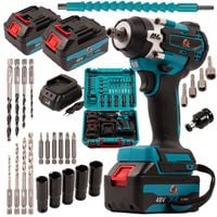 MOCNY KLUCZ UDAROWY ZAKRĘTARKA AKUMULATOROWY DO KÓŁ 2X 48V + ZESTAW 1/2 CAL