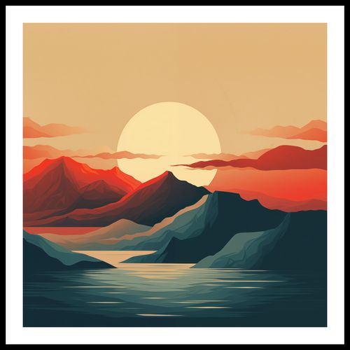 Plakat 80x80cm Zachód Słońca nad Górami na Arena.pl