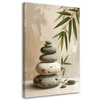 Obraz do salonu sypialni biura, Kamienie zen spa liście bambusa