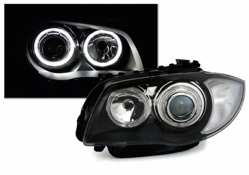LAMPY Reflektory BMW E87 E81 2004-2011 BIAŁE RINGI LED DEPO zdjęcie 2
