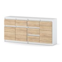 Komoda Nowoczesna Do Salonu Sypialni 160cm Szafka 5 Szuflad Biała Sonoma