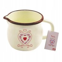 Kubek EMALIOWANY kuchenny garnek garnuszek kubeczek z uchwytem 12cm SERCE