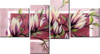 100 55CM OBRAZ 4 ELEM SŁODYCZ MAGNOLII PUDROWYM RÓŻU PŁÓTNO DRUK