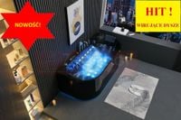 Czarna Wanna z hydromasażem EBC-802 prostokątna 170cmx80cmx61cm DYSZE OBROT