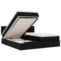 Rama łóżka otomana z materacami, czarna, 200x200 cm, tkanina
