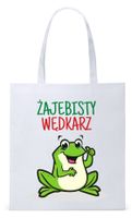 Dla Wędkarza Rybaka Torba Eco Biała Shopper Z Nadrukiem Ze Zdjęciem