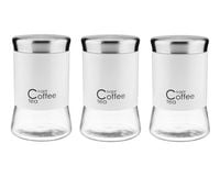 3x Pojemnik szklany GRENO 1000 ml kawa herbata cukier stal malowana proszkowo biały