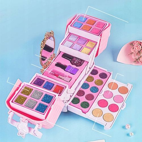 Kuferek Kosmetyków Do Paznokci i Makijażu MakeUp Zestaw Makijaż dla dzieci na Arena.pl