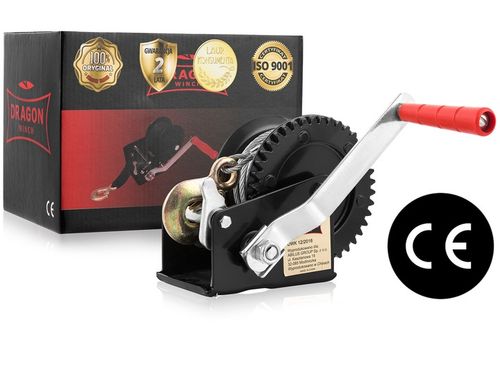 WYCIĄGARKA RĘCZNA KORBOWA LINOWA 545kg WCIĄGARKA lebiodka przenośna DRAGON na Arena.pl