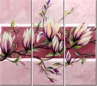 90CM 80 OBRAZ 3 ELEM SŁODYCZ MAGNOLII PUDROWYM RÓŻU ŚCIENNY