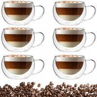 6x SZKLANKI TERMICZNE Z UCHEM 300ML FILIŻANKA DO KAWY HERBATY ZESTAW PREZEN