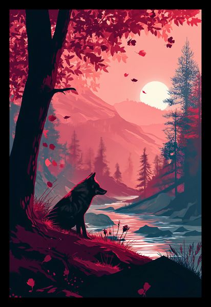Plakat 20x30cm Wilk Przy Brzegu Lasu zdjęcie 2
