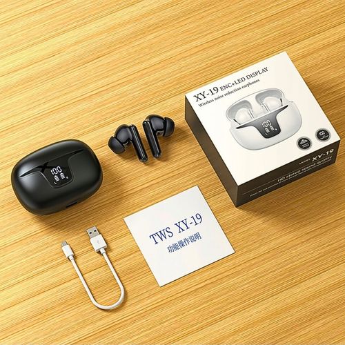 SŁUCHAWKI BEZPRZEWODOWE douszne TWS XY19 WODOODPORNE 2 mikrofony LED EKRAN na Arena.pl