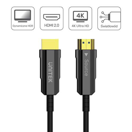 Unitek Kabel optyczny HDMI 2.0 AOC 4K 60Hz 50 m na Arena.pl