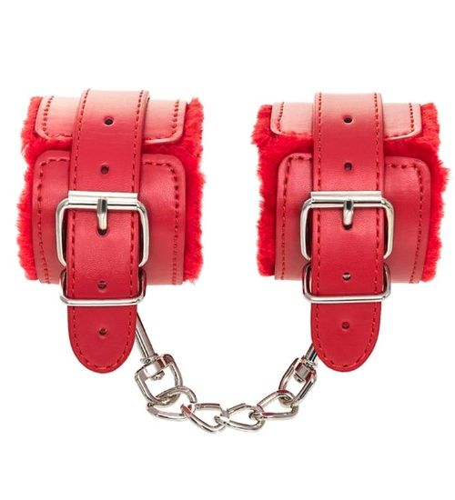 Czerwone kajdanki z łańcuszkiem zdjęcie 1