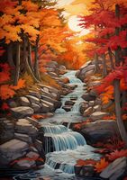 Plakat 59,4x84,1cm Jesienne Wodospady