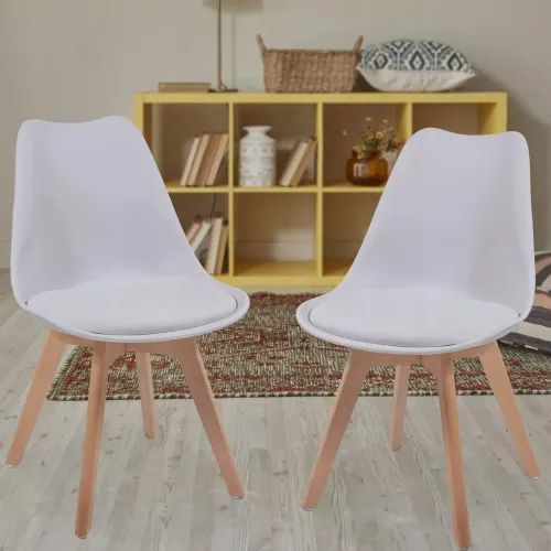 KRZESŁO Z PODUSZKĄ BIAŁE DSW DO JADALNI BIURA SALONU STYL SKANDYNAWSKI na Arena.pl