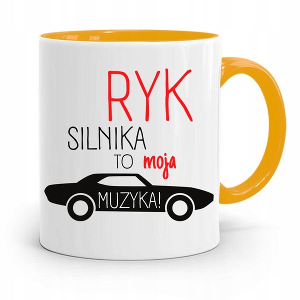 Kubek Żółty Mechanika Ryk Silnika To Moja Muzyka Z Nadrukiem Ze Zdjęciem zdjęcie 1