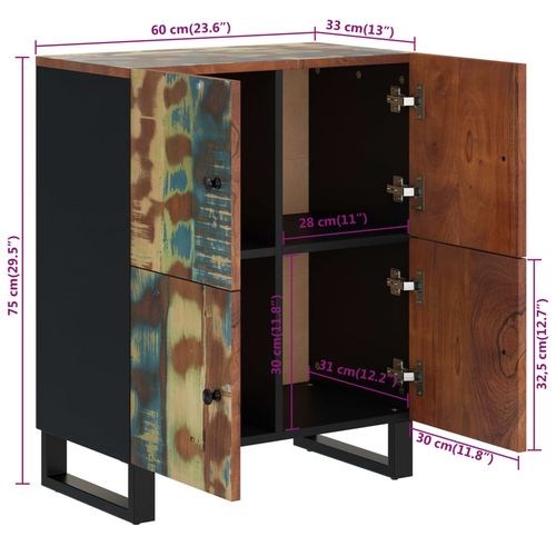 Szafka z 4 drzwiczek, 60x33x75 cm, lite drewno odzyskane na Arena.pl