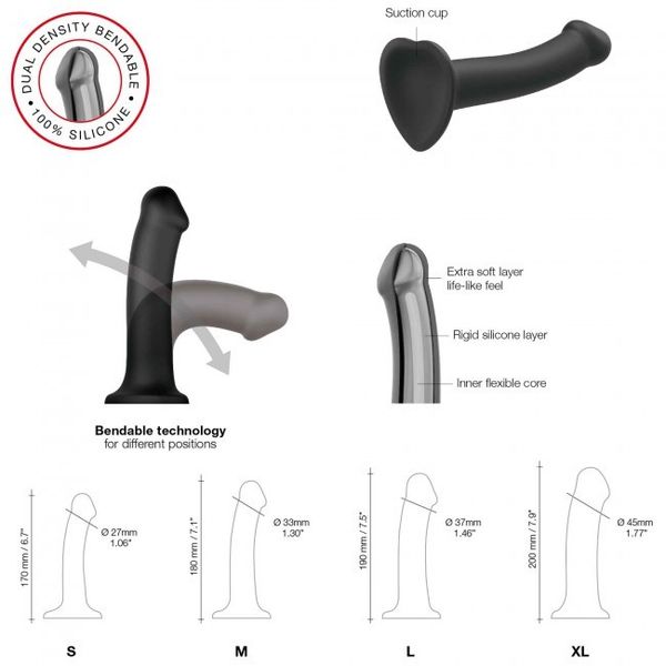 Silicone Bendable Dildo Double Density Black M zdjęcie 10