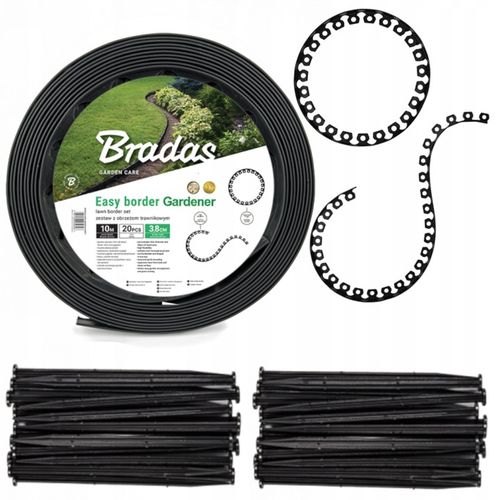 Obrzeże Trawnikowe Ogrodowe 20 metrów + 40 Kotw Easy Border Grafitowe 40mm na Arena.pl