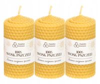 Zestaw 3x Świeca z Wosku Pszczelego 8/5 cm 100% Wosk Pszczeli Naturalny
