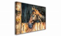 OBRAZ NA PŁÓTNIE 118 Koń w stajni 30x20cm